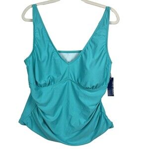 Sonnett Shores Swimwear Tankini Top Women’s SZ 20W  Aqua Casual Beach Pool Wear